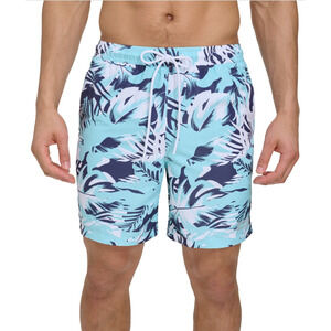 Calvin Klein Men Island Camo Printed 7" Swim Trunks Light Blue Size XXL